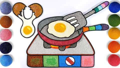 简笔画:教你制作有趣的煎蛋,为妈妈准备爱心早餐!