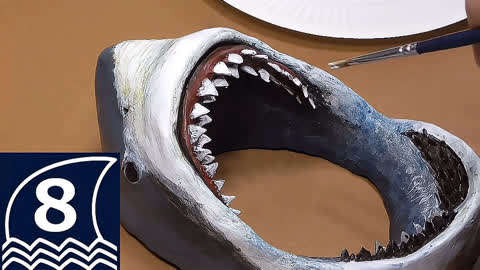 巨齿鲨吃船粘土手工图片