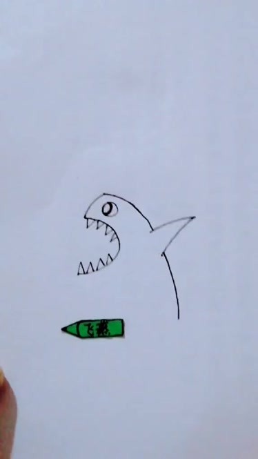 益智有趣的的数字简笔画5画鲨鱼