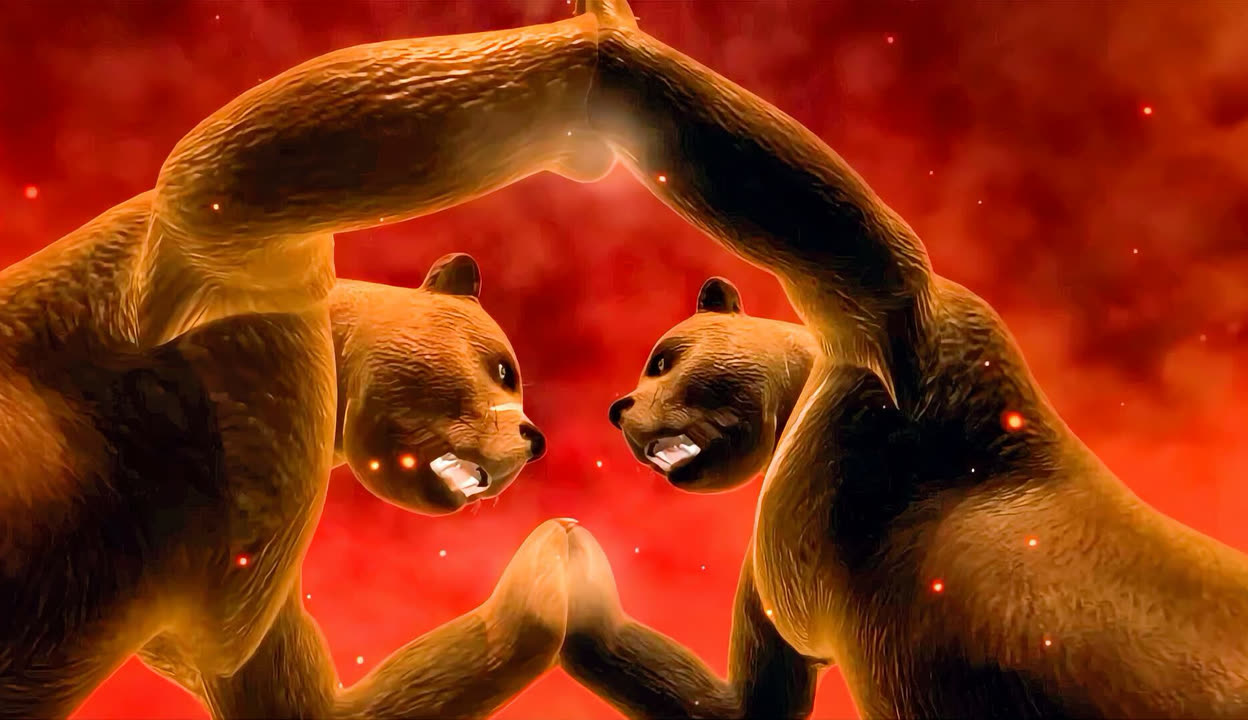 两头短面熊打架,遇到了霸王龙和棘龙决斗,阴差阳错跌入宇宙之门