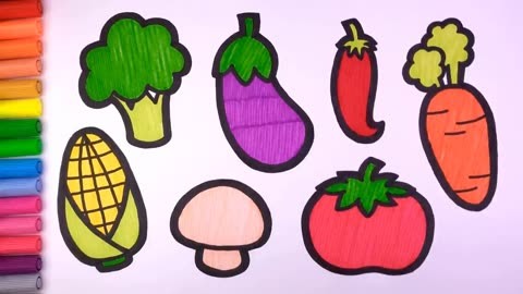 可爱蔬菜简笔画彩色图片
