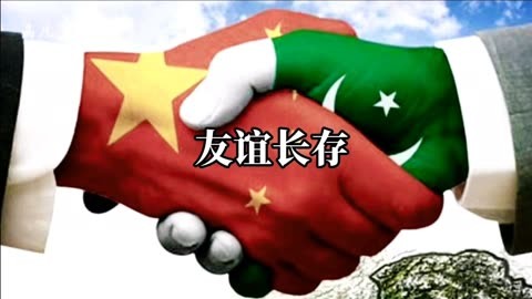 中巴国旗握手图片