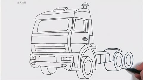 画一辆大卡车简笔画图片