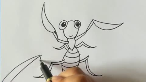 螳螂捕食简笔画图片
