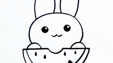 一起来画可爱的小白兔吃西瓜吧,这个画法好看又好玩