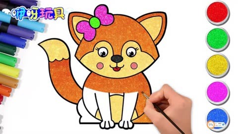 儿童简笔画:一起学画一只卡通可爱的小狐狸,儿童益智早教动画
