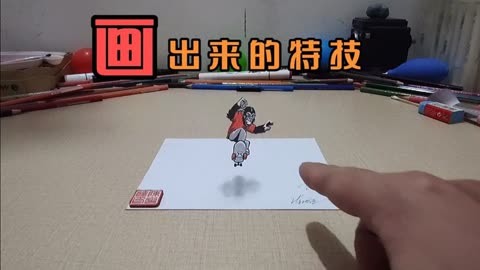 悬浮在纸上的3d立体画